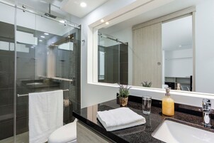 Chuveiro, chuveiro com efeito de chuva, secador de cabelo