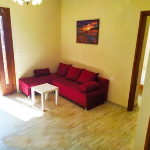 Deluxe-Apartment, 2 Schlafzimmer, Meerblick (Number 3) | Wohnbereich