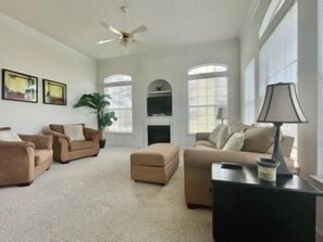 TV, fireplace
