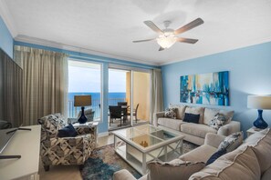 Condo, Multiple Beds, Private Pool | Living room | TV - Treasure Island 2108 (Panama City Beach)