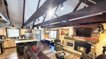 Smart TV, fireplace, video games, books