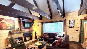 Smart TV, fireplace, video games, books