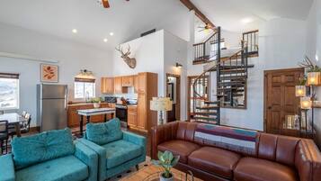 Smart TV, fireplace, video games, offices