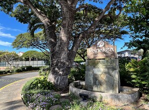 Welcome to Papakea Ocean Front Resort, situated amidst lush greenery and a beautifully maintained area.