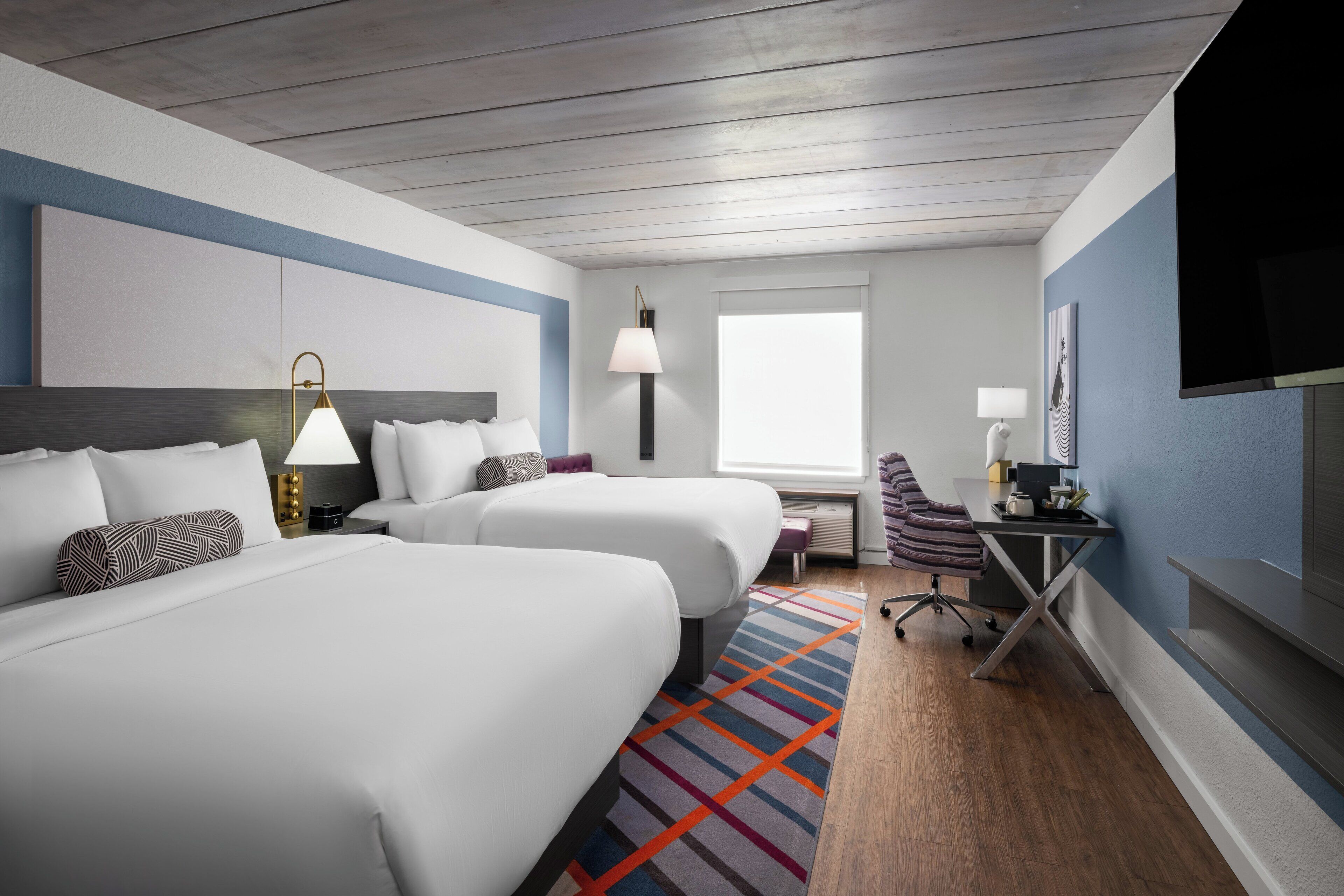 Standard Room, 2 Queen Beds (Walk-In Shower) | Desk, laptop workspace, iron/ironing board, free WiFi