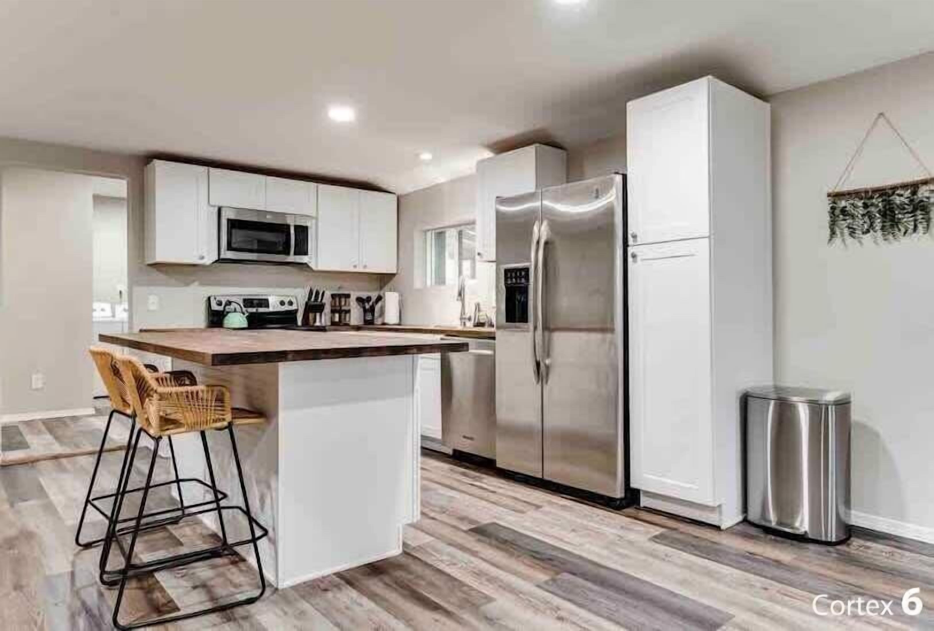 Fridge, microwave, oven, dishwasher