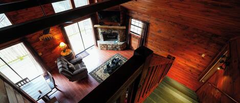 Smart TV, fireplace, video games, DVD player