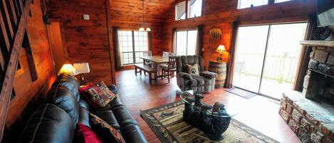 Smart TV, fireplace, video games, DVD player