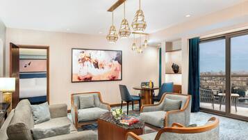 55-inch flat-screen TV with satellite channels, LCD TV, books
