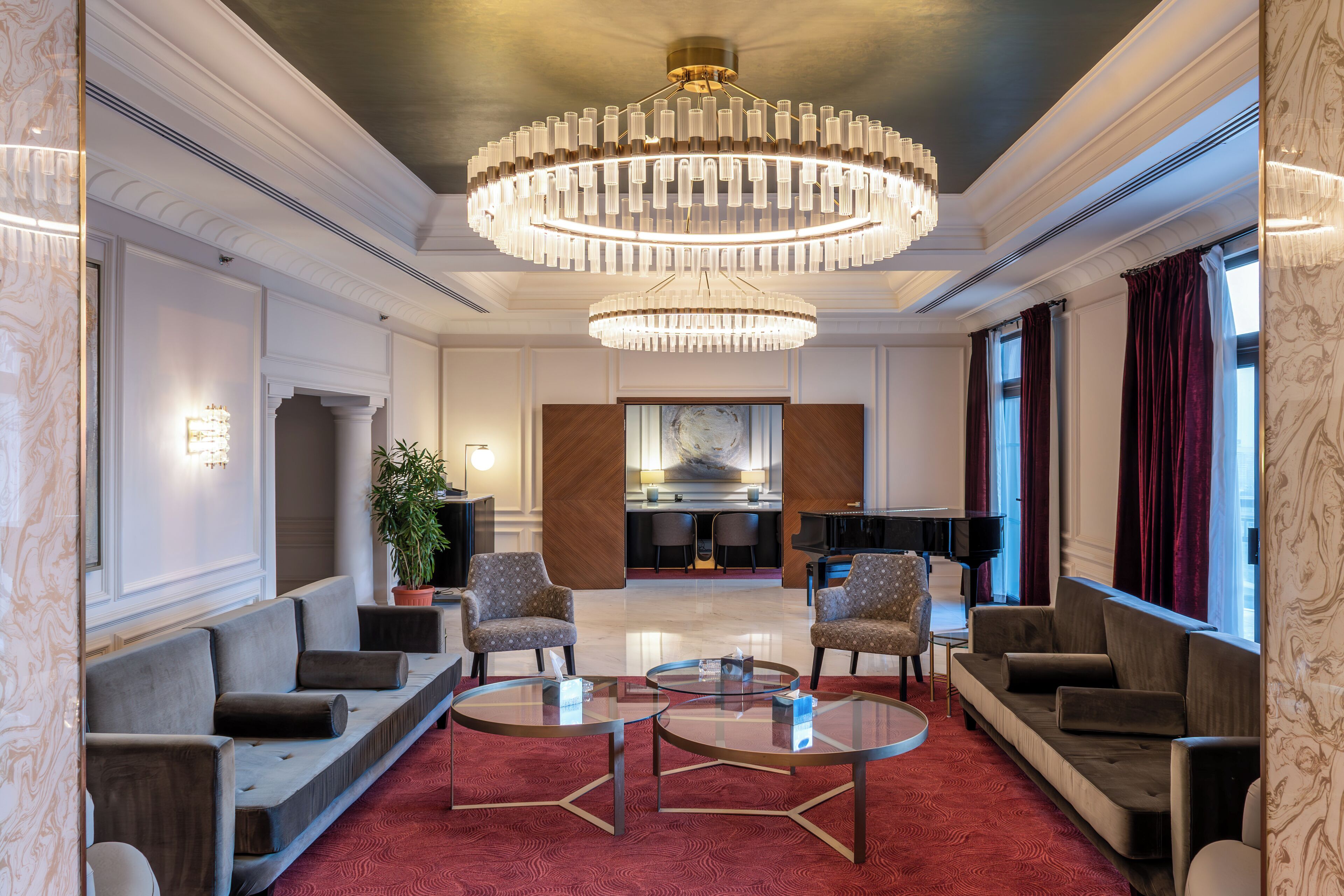 Royal Suite, 2 Double Beds | Living area | 55-inch flat-screen TV with satellite channels, LCD TV, books