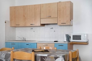 Fridge, microwave, stovetop, electric kettle