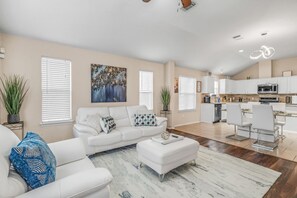 Smart TV, fireplace, computer monitors