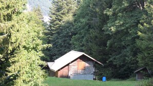 A rustic cabin surrounded by dense forest. - Lovingly furnished Alphüttli (Wilderswil)