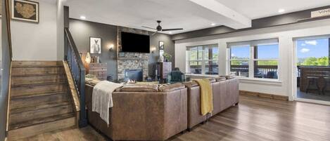 TV, fireplace, video games, offices