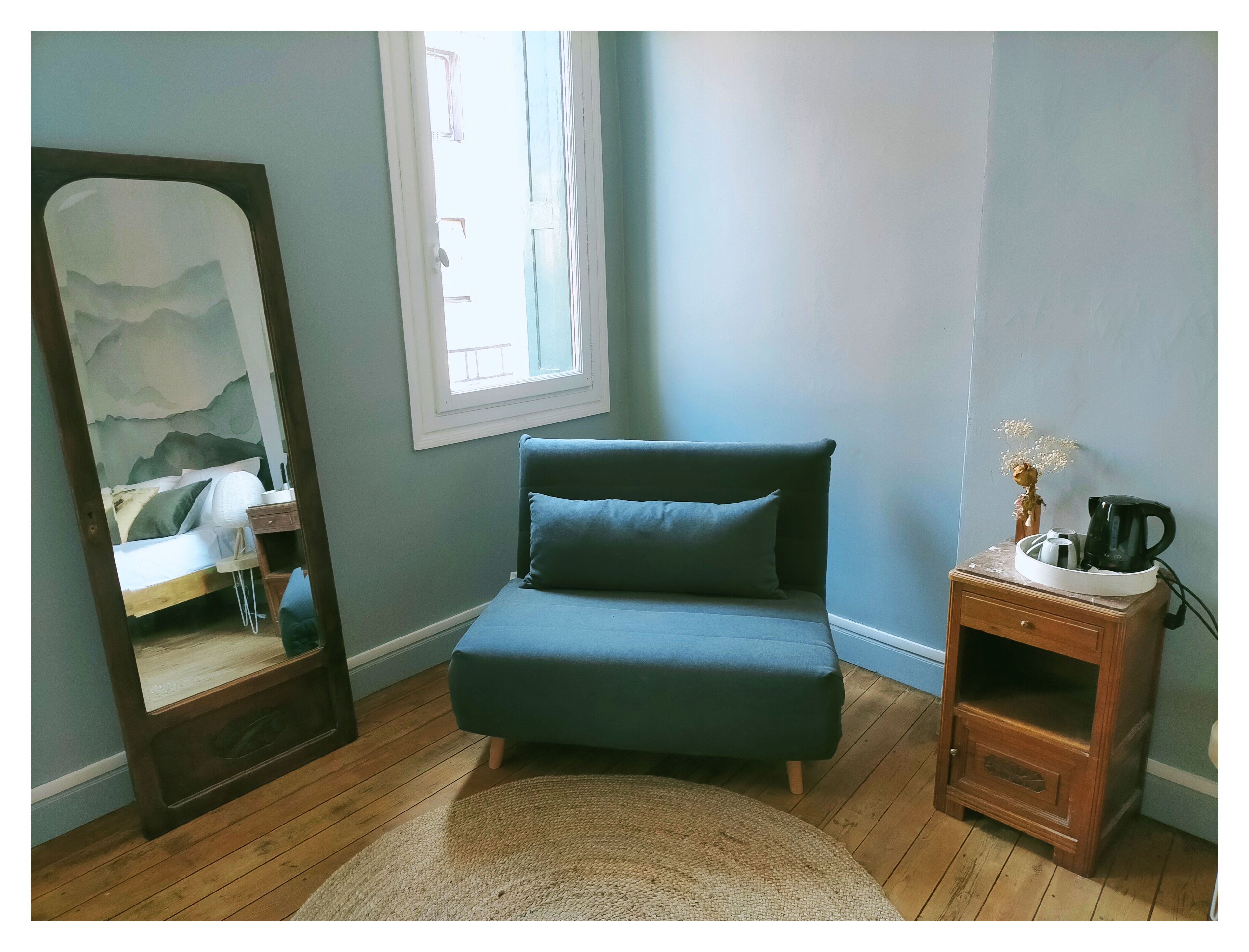 Comfort driepersoonskamer, en-suite badkamer, uitzicht op bergen (La chambre le Canigou) | Luxe beddengoed, bedden met traagschuimmatrassen, gratis wifi