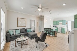 TV, fireplace, offices - Lakeview 2BR/1B Guest Home with Hot Tub (Rowlett)