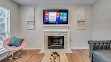 TV, fireplace, offices