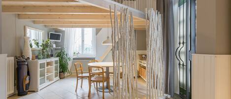 City Apartment | Living area | 32-inch flat-screen TV with digital channels, TV