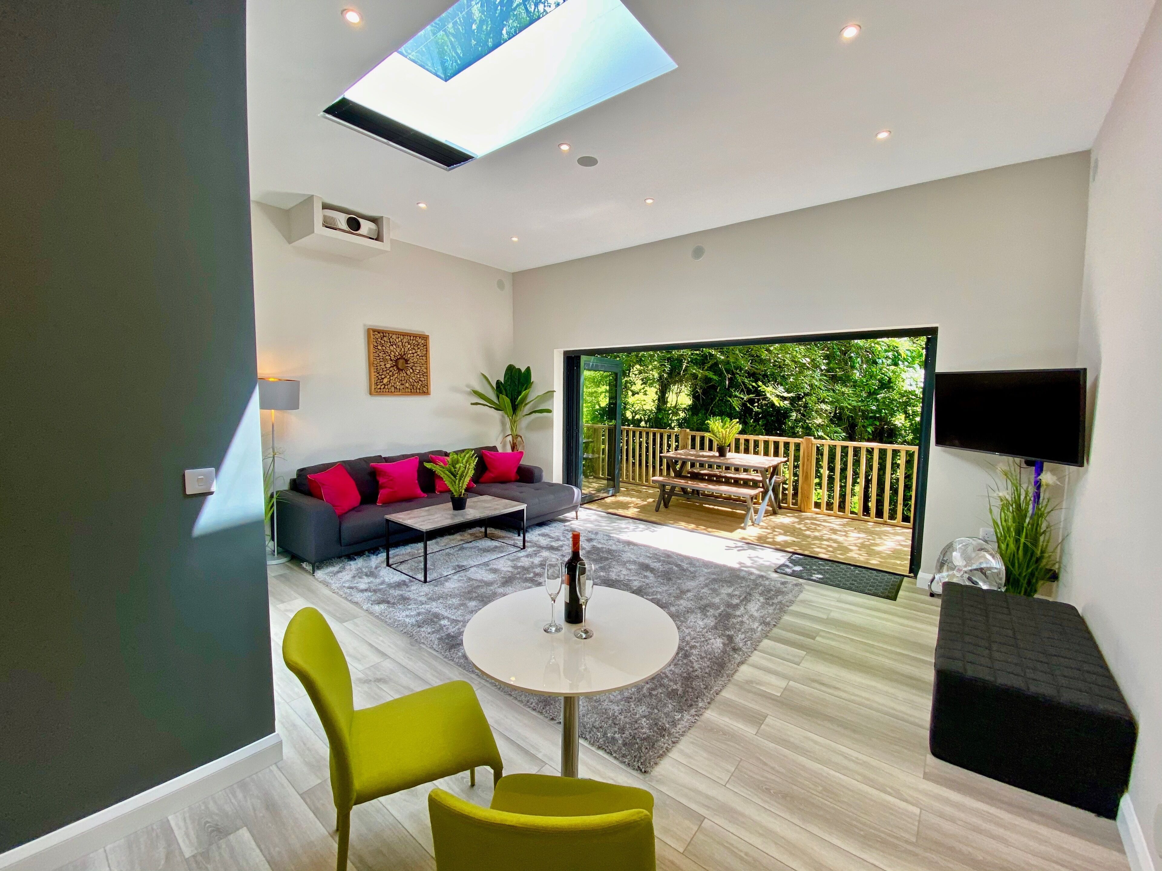 Smart TV, video games, DVD player, video library