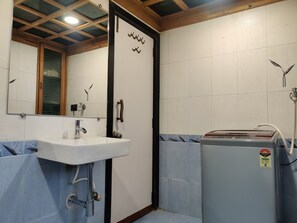 Shower, soap, toilet paper