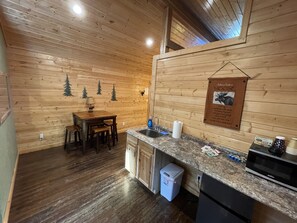 Fridge, microwave, coffee/tea maker