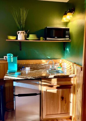 Fridge, microwave, coffee/tea maker
