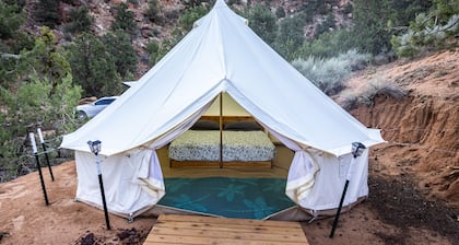 Luxury King size tent with valley views at Zion View Camping!