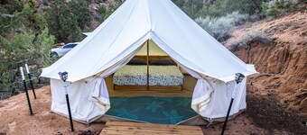 Luxury King size tent with valley views at Zion View Camping!