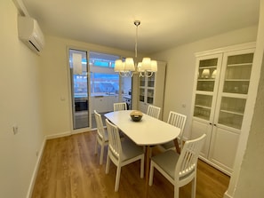 Enjoy meals in this stylish dining area with a view.
