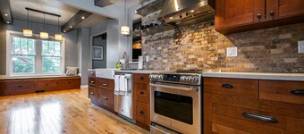 Modern home in historic neighborhood with lower level game room by Loras College