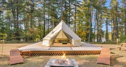 Stone Cabin Indoor Heated POOL W TENT + Firepit
