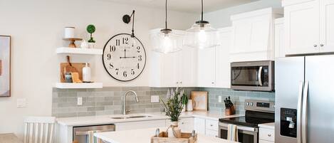 Fridge, high chair, blender, griddle