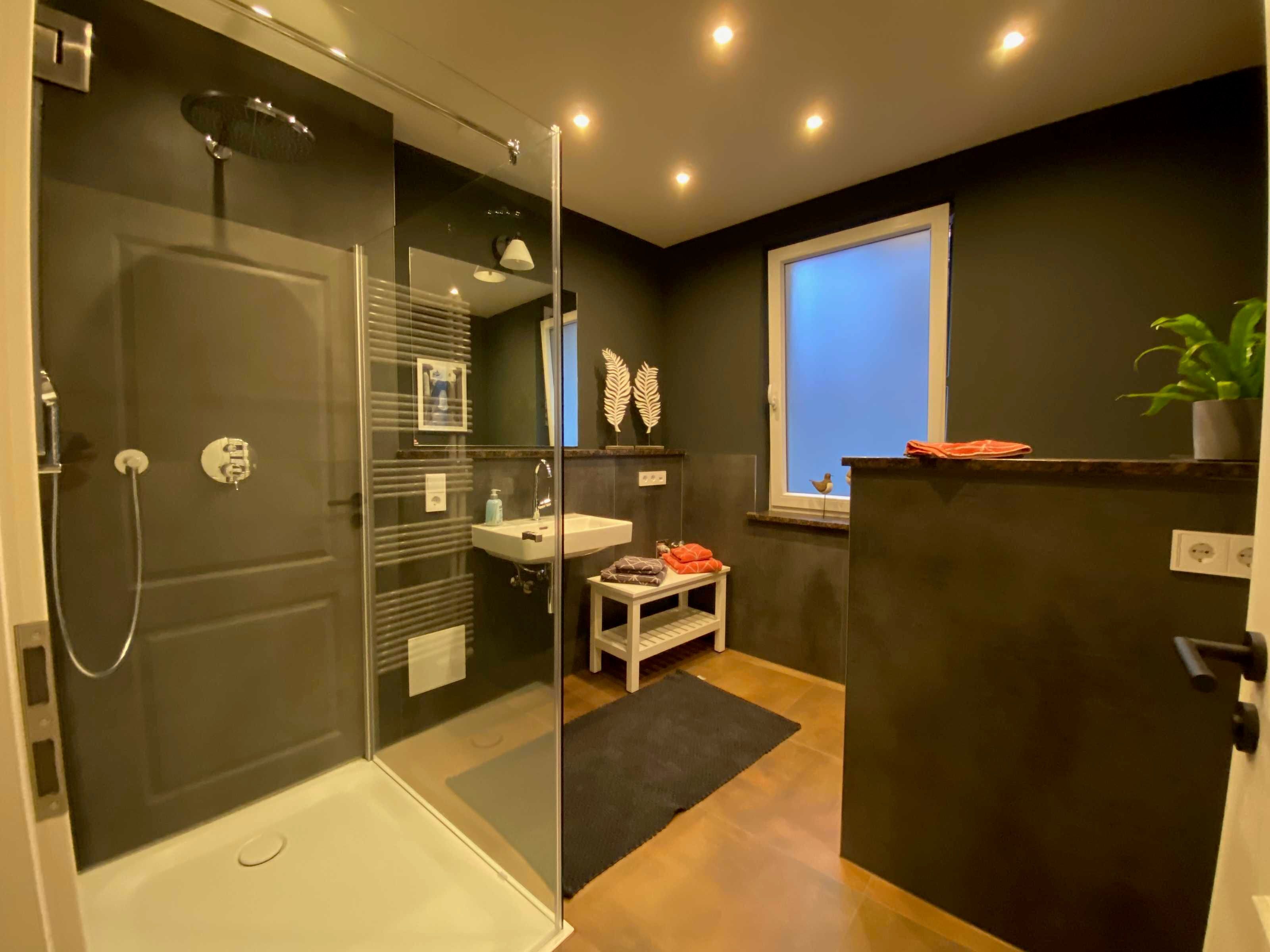 Douche, sèche-cheveux, serviettes fournies, papier toilette