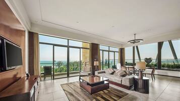 Premium bedding, down comforters, pillowtop beds, free minibar