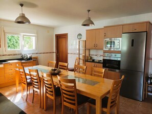 Fridge, microwave, oven, coffee/tea maker