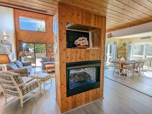 Cedar Cove | Oyster Bay Waterfront Home w/ Gas Fireplace, Dock, Firepit, Deck & Outdoor Shower