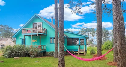High Tide | Bright Coastal Home w/ Fireplace, 2 Screened Porches, Decks & Snippet Channel Views