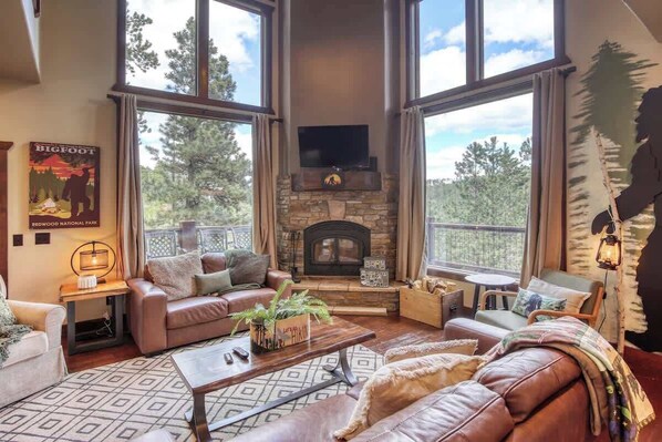 Smart TV, fireplace, DVD player