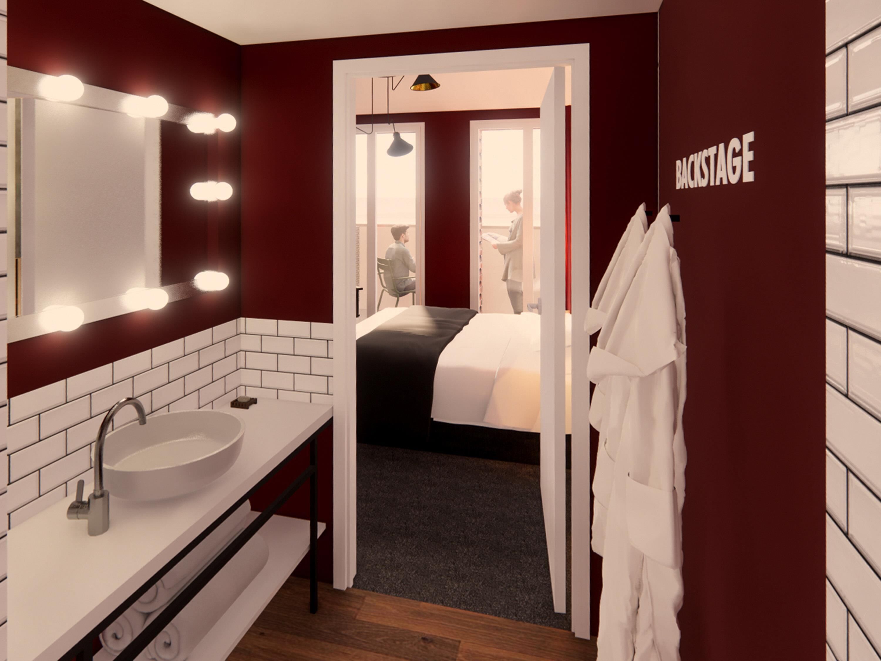 مكتب ومساحة عمل للكمبيوتر المحمول وستائر تعتيم وتجهيزات عازلة للصوت