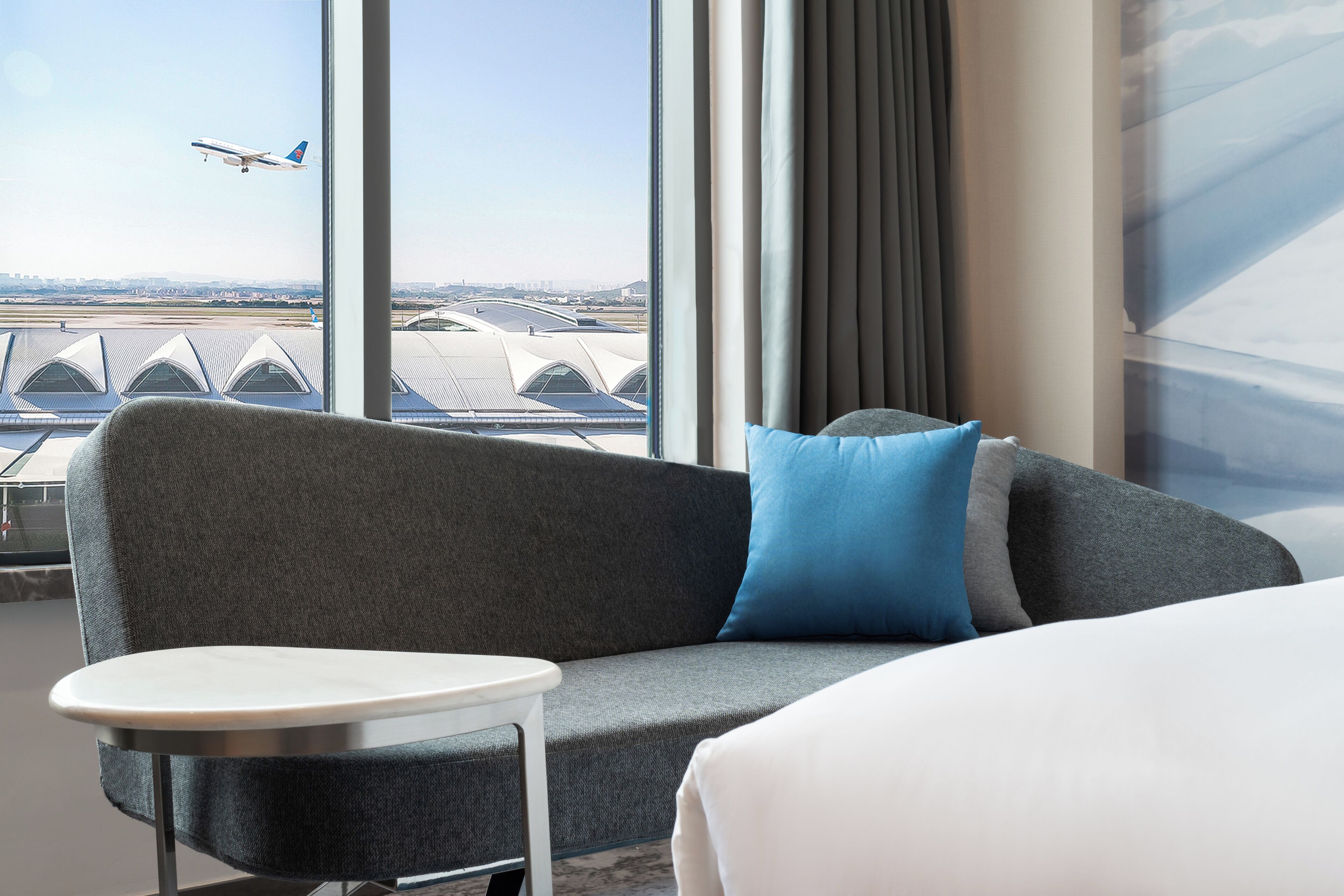 Minibar, desk, laptop workspace, blackout drapes