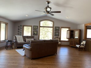 Smart TV, fireplace, table tennis, books