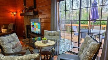 智能電視、壁爐、DVD 播放機