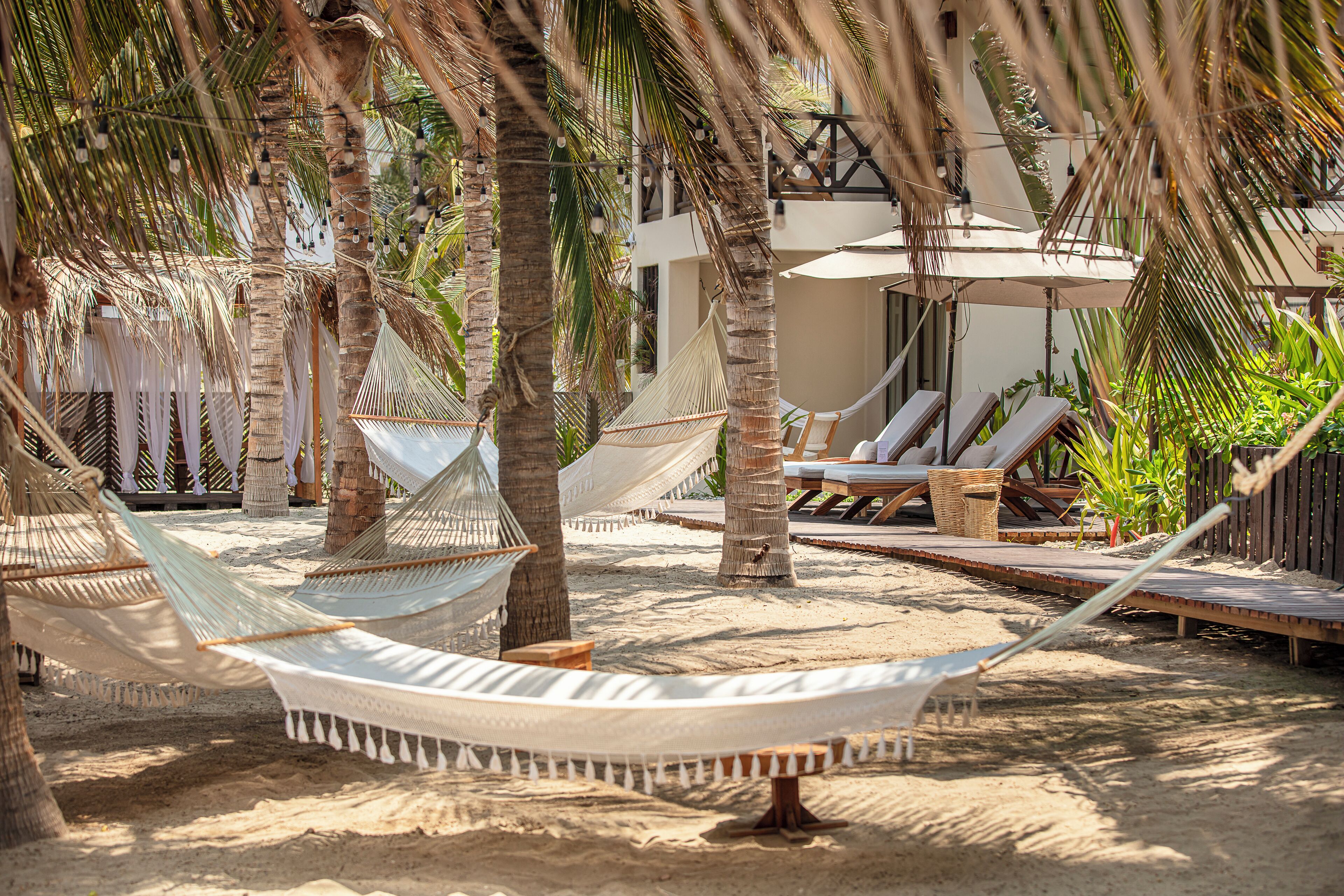 On the beach, white sand, beach bar