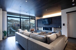 Televisión y chimenea