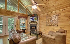 Smart TV, fireplace, video games