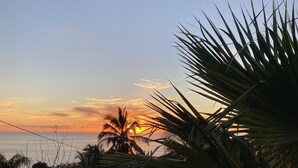 A sunset view with palm trees and a beach. - Exceptional property in a lush setting (Case-Pilote)