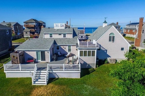 Exterior view, with the ocean right beyond.