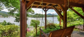 Lakefront home near Lake Junaluska with private balcony, lake views, shared pool