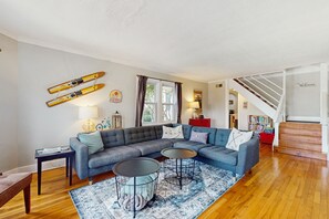 TV, DVD player, books, video library