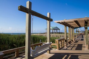 Terrace/patio - Stylish Oceanfront Retreat w/ Large Private Deck + Pool | Walk to CB Boardwalk + Downtown (Carolina Beach)